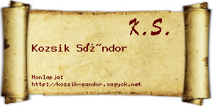 Kozsik Sándor névjegykártya
