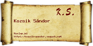 Kozsik Sándor névjegykártya